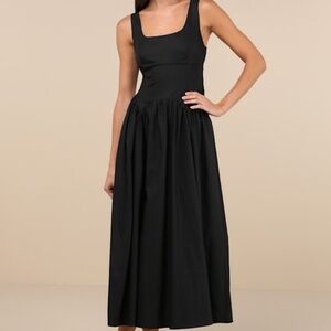 NWT Black Sleeveless Drop Waist Midi Dress Lulus